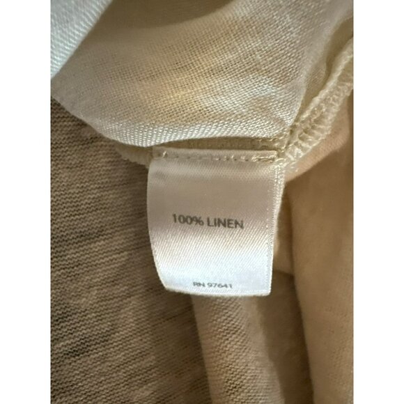 J.Jill Love Linen Tan/Cream Popover Tunic Top With 3/4 Sleeves - Size L - Picture 4 of 7